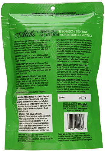 Alibi Spearmint and Menthol Magnesium Solfate Epsom Salt Bath 454G - Reaselable Bag