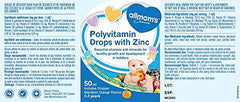 Allmoms - Polyvitamin Drops with Zinc, 50ml - 9 Essential Vitamins and Minerals for Healthy Growth and Development in Toddlers - Immunity Boost, Appetite, Vision Care and Brain Health - 1 to 3 Years