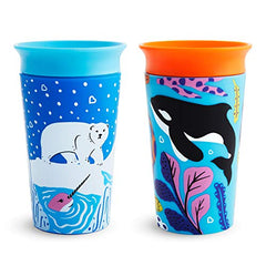 Munchkin Miracle 360˚ Wild Love Sippy Cup, 9 Ounce, 2 Pack, Polar Bear/Orca