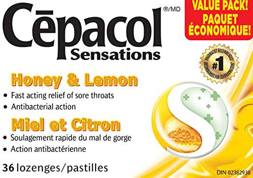 Cepacol Sensations Honey and Lemon, Sore Throat lozenges 36 count