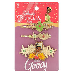 GOODY Bobby Pin and Barrette Set - Disney Princess, Tiana - Slideproof Rhinestone Bobbies - Hair Accessories for Men, Women, Boys & Girls - Style With Ease & Keep Your Hair Secured - All Hair Types