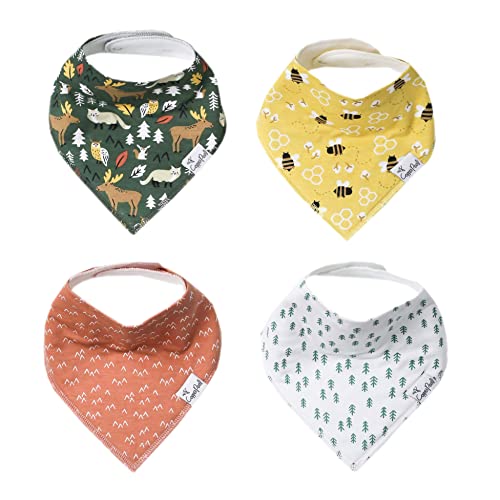 Baby Bandana Drool Bibs for Drooling and Teething 4 Pack Gift Set “Atwood” by Copper Pearl X-Small