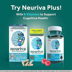 NEURIVA Brain + Eye Supplement for Memory, Focus & Concentration with Lutein & Vitamins A C E and Zinc for Eye Health & Zeaxanthin to Filter Blue Light, 30ct Capsules