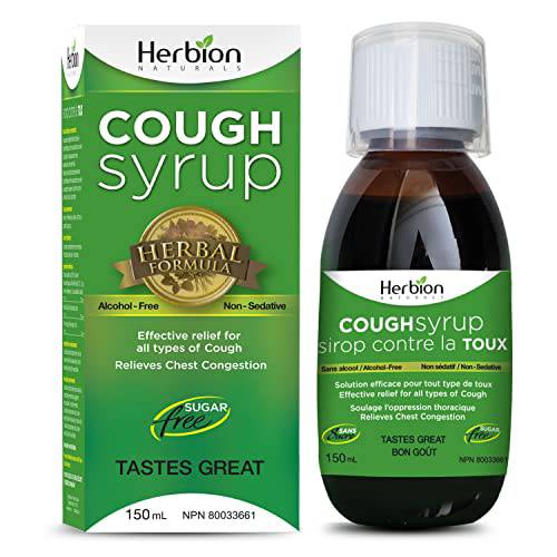 Herbion Naturals Sugar-Free Cough Syrup 5 fl oz - Effective Relief For All Types Of Cough, Chest Congestion, Soothes Throat, Promotes Healthy Bronchial Function