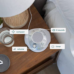 Homedics White Noise Sound Machine ▪ Silver ▪ Small Travel Sound Machine with 6 Relaxing Nature Sounds ▪ Portable Sound Therapy for Home, Office, Nursery ▪ Auto-Off Timer