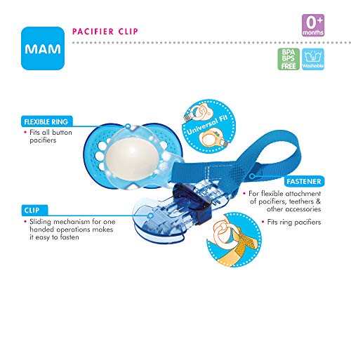 MAM Pacifier Clips,Baby Pacifier Clip, Animal' Design Collection, Girl, (1-count)