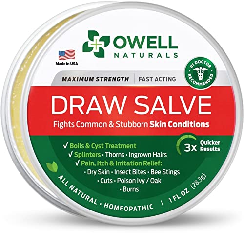Amish Origins Drawing Salve Ointment 1oz, ingrown Hair Treatment, Boil & Cyst, Splinter Remover, Bug and Spider Bites, bee Sting, Mosquito bite Itch Relief, Poison Ivy, by Owell Naturals