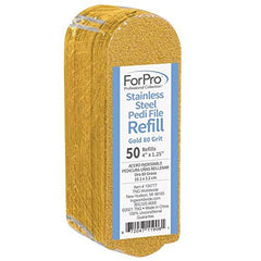 ForPro Stainless Steel Pedi File Refill, 80 Grit, Gold, EZ-Strip Peel Pedicure Refill Pads, 1.25” W x 4” L, 50-Count