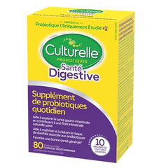 Culturelle Daily Digestive Health Daily Probiotic for Men and Women, With 100% Naturally Sourced Lactobacillus GG Strain, Pharmacist Recommended, Gluten Free and Vegan, 80 Count Capsules