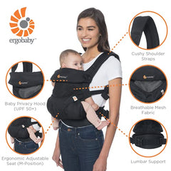 Ergobaby Carrier, 360 All Carry Positions Baby Carrier, Pure Black