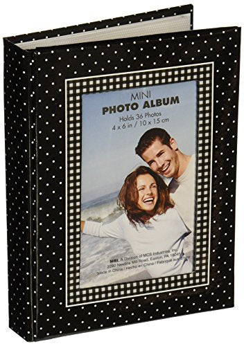 MBI 802035Brag Book with Frame 36 Pocket 4"X6"-Black with White Dots
