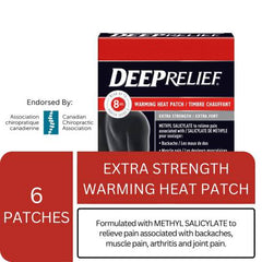 Deep Relief Extra Strength Warming Heat Pain Relief Patch, Treat Sore Muscles and Joints, 6 count