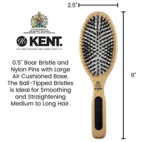 KENT natural shine Brush, Large, Cushion Base, Nylon & Bristle mix, 1 Count