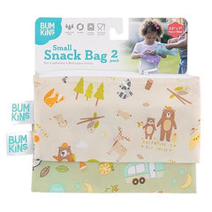 Bumkins Snack Bags, Reusable Fabric, Washable, Food Safe, BPA Free - Happy Campers (2-Pack)