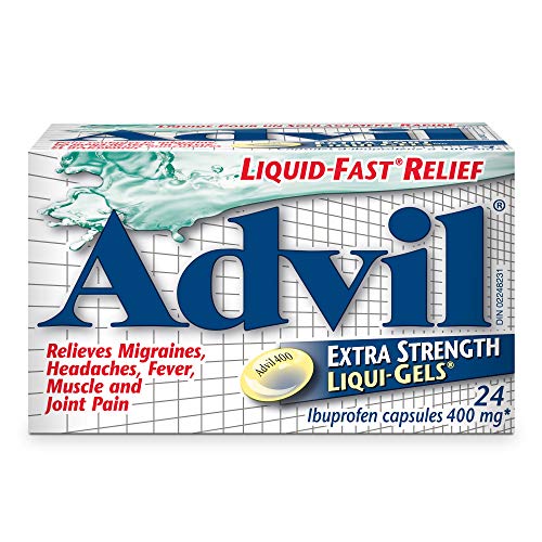 Advil Extra Strength Ibuprofen Pain Relief Liquid-Gels, Fast Acting Pain Relief for Migraine, Arthritis, Back, Neck, Joint, and Muscle Relief, 400mg (24 Count)