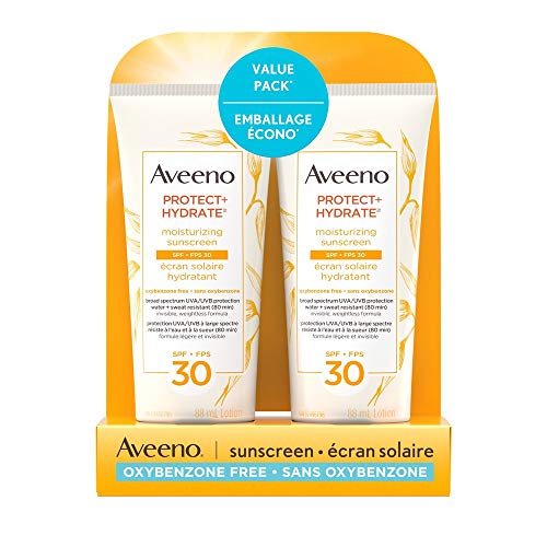 Aveeno Sun Aveeno Protect and Hydrate Face and Body Sunscreen Spf 30 Duo Pack, Water and Sweat Resistant, Oxybenzone Free, 2 Bottle Pack, 88 Milliliters