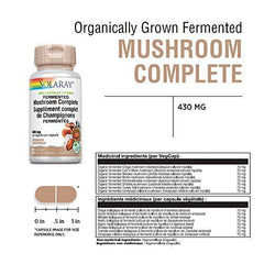 Solaray Organically Grown Fermented Mushroom Complete 600 mg | Healthy Immune Function Support | 60 VegCaps