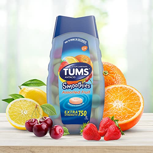 TUMS Extra Strength Smoothies for Heartburn Relief, Assorted Fruit, 140 tablets