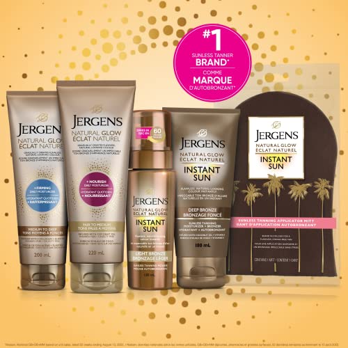 Jergens Natural Glow +Firming Daily Moisturizer & Gradual Sunless Self Tanning Body Lotion for Dry Skin, Fair to Medium Shade (200 mL)