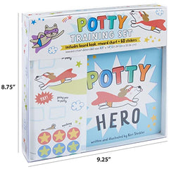 C.R. Gibson BTBB-24938 Hero Board Book, Wall Reward Chart, and Sticker Potty Training Supplies Set for Toddlers, Multicolor, 4pcs