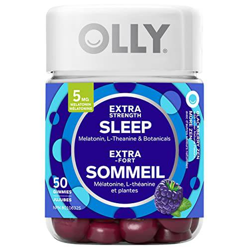 OLLY Extra Strength Sleep Gummy Supplement sleep aid Blackberry Zen blend of Melatonin, L-Theanine & Botanicals 25 day supply 50 gummies