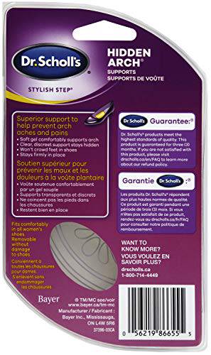 Dr. Scholl's HIDDEN ARCH SUPPORTS for Flats (One Size) // Discreet Supports with Soft Gel Comfortably Support Arches to Prevent Arch Pain often Associated with Flat, Weak, Fallen or High arches