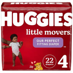 HUGGIES Diapers Size 4 - Huggies Little Movers Disposable Baby Diapers, 22ct, Jumbo Pack