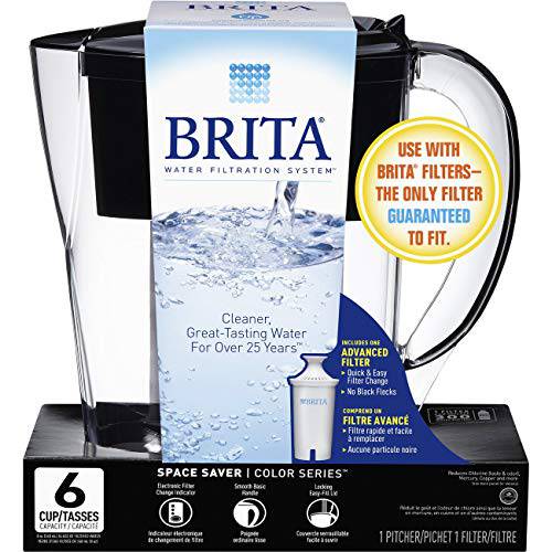 Brita Small 6 Cup Water Filter Pitcher with 1 Standard Filter, BPA Free – Space Saver, Black - Zecoya