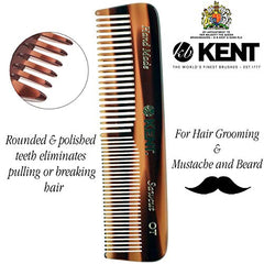 Kent K-Nu19 Comb, Coarse/Fine Tooth with Leather Case & Metal File (110mm/4.3in), 1 Count, brown