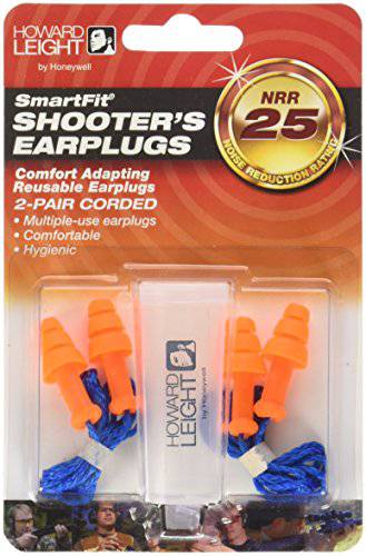 Howard Leight by Honeywell SmartFit Corded Reusable Shooting Earplugs, 2-Pairs (R-01520)