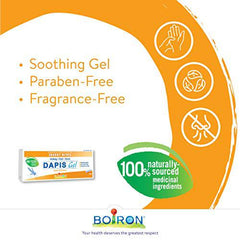 Boiron Dapis Gel, 40 g tube, Outdoor insect bites gel relief.Dapis gel relieves pain, itching & hives of insect bites. Safe for adults and children. Great to have for camping, outdoor activities