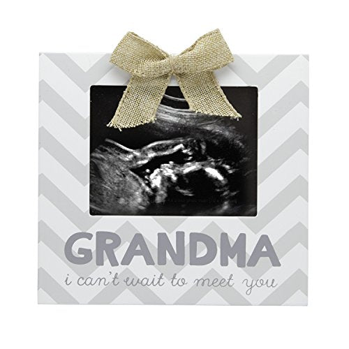 Little Blossoms Grandma I Can't Wait to Meet You Chevron Sonogram Frame, Gray & White