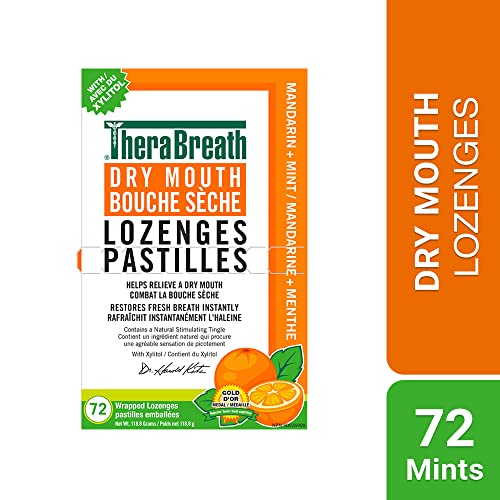 TheraBreath Dry Mouth Lozenges with Added ZINC - Mandarin Mint | Supports & Enhances Your Natural Saliva Production | 72 Count