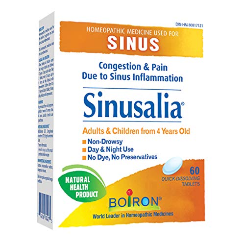 Boiron Sinusalia, 60 Tablets, Homeopathic Medicine for Nasal Congestion and Pain Related to Sinus Inflammation Like Stuffy Nose and Sinus Pressure, Non-Drowsy, For Ages 4 to Adult