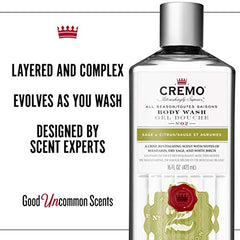 Cremo All Season Body Wash, Sage & Citrus, 16 fl oz, Energizing fresh Fragrance with the Ultimate Balance of Mountain Sage, Crisp Mandarin and Revitalizing Herbs