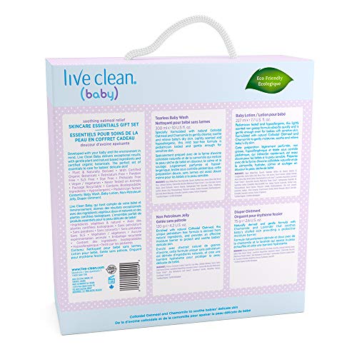 Live Clean Baby Skincare Essentials Gift Set, Soothing Oatmeal Relief, 4 Piece