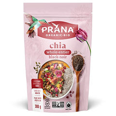 Prana – Organic Whole Black Chia Seeds | Non-GMO, Gluten Free | KETO | Source of Omega-3 & Calcium | High in Fibre| 300 Grams