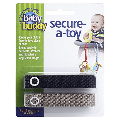 Baby Buddy 2-Count Secure-A-Toy, Black/Tan, 2-Pack