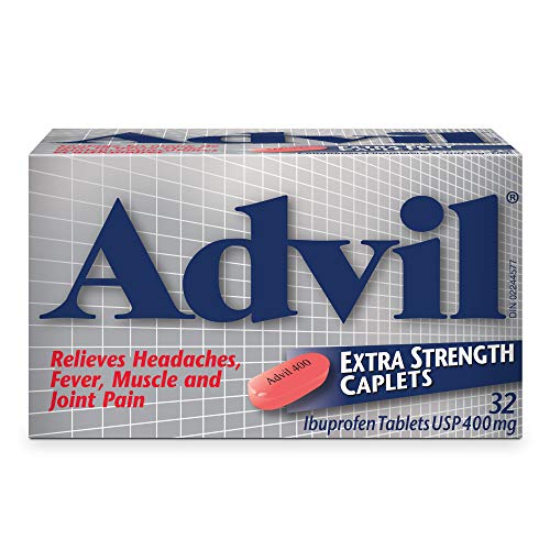Advil Extra Strength Ibuprofen Pain Relief Caplets, Fast Acting Pain Relief for Migraine, Arthritis, Back, Neck, Joint, and Muscle Relief, 400mg (32 Count)
