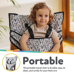 Nuby On The Go Toddler Portable Travel Chair with 5 Point Safety Adjustable Straps, Folds into a Storage Bag, 6M+