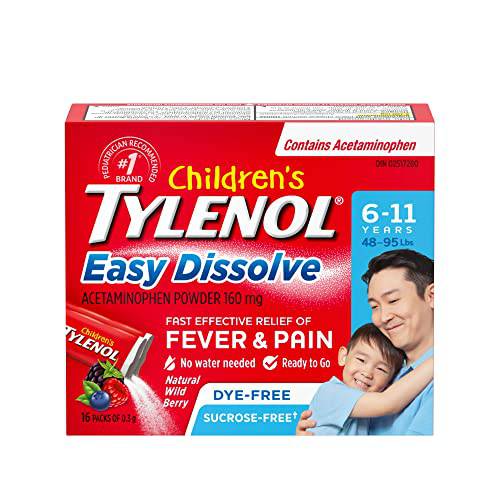 Children’s Tylenol Easy Dissolve Natural Wild Berry Acetaminophen Powder - Kids Pain Relief, 160 mg Acetaminophen