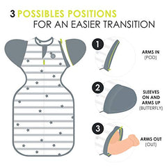 Bblüv - Sleëp - Transition Zipper Swaddle Sack With Removable Sleeves -Arms Up Swaddle For Newborns And Infants Small