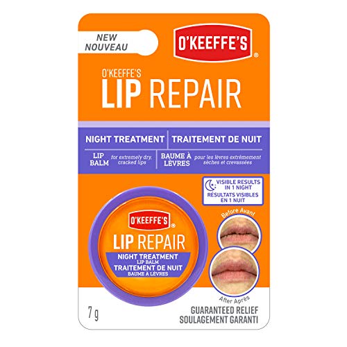 O'Keeffe's Lip Repair Night Treatment, Restorative Lip Balm, Deep Conditioning Oils, 0.25oz/7g, (Pack of 1), 100315