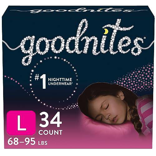 Huggies Goodnites Girls Bedwetting Night Time Underwear, Goodnites, L (68-95 lb.), 34 Ct