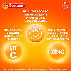 Redoxon Double Action Vitamin C And Zinc - Vitamin C With Zinc Effervescent Tablets For Immunity Support, Zinc And Vitamin C Supplement, Immune Support For Adults, 60 Orange Flavour Tablets