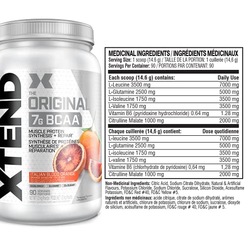 XTEND Original BCAA Powder Italian Blood Orange | Sugar Free Post Workout Electrolyte Muscle Recovery Drink with Amino Acids | 7g BCAAs for Men & Women | 90 Servings