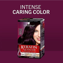 Schwarzkopf Keratin Color Permanent Hair Color Cream, 1.9 Rich Caviar(Packaging May Vary), Pack of 1