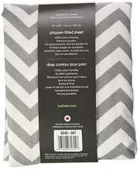 Kushies Pack N Play Playard Sheet, Soft 100% breathable cotton flannel, Made in Canada, Grey Chevron