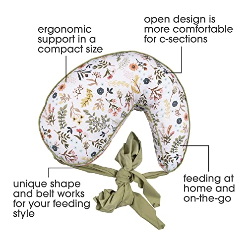 Boppy Anywhere Nursing Pillow Support, Sage and Spice Floral with Stretch Belt that Stores Small, Breastfeeding and Bottle-feeding Support at Home and Travel, Plus Sized to Petite, Machine Washable