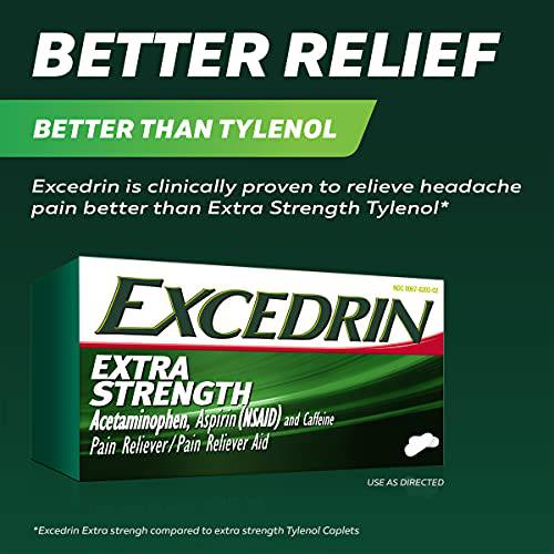 Excedrin Extra Strength Pain Relief Caplets For Headache Relief, Temporarily Relieves Minor Aches And Pains Due To Headache 200 Count